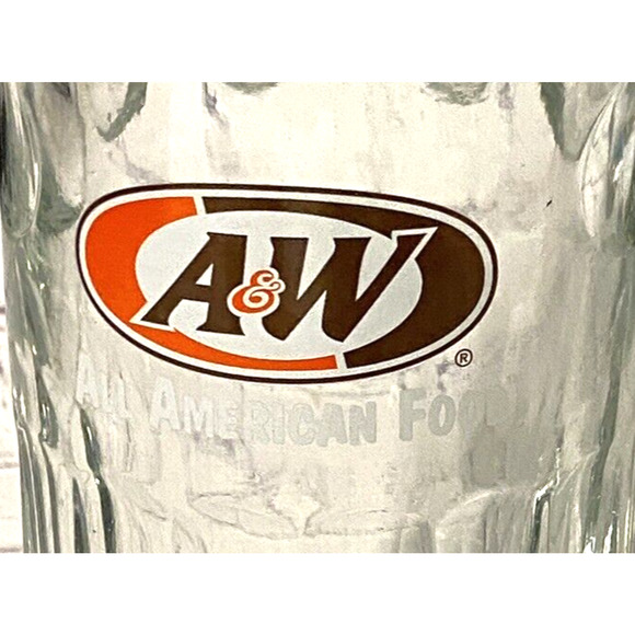 Vintage A & W Root Beer heavy Clear Glass Mug All American Food 5.5" tall LOGO - Picture 3 of 8